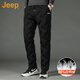 吉普（JEEP）美國正品高端保暖御寒羽絨褲男士秋冬加厚中老年直筒抽繩休閑長(cháng)褲 黑色-直筒款 【官方正品】 XL 【適合145斤左右】