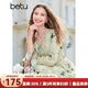 百圖betu女裝2025春季新款連衣裙法式優(yōu)雅蝴蝶印花雪紡裙子女2502T74 淺綠 L