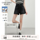 秋水伊人簡(jiǎn)約通勤褲子2025年夏季新款女時(shí)尚氣質(zhì)美式復古水洗短褲 黑色 XL