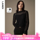 藍(lán)地（LANDI）立領(lǐng)套頭蕾絲衫女新款彈力秋季長(zhǎng)袖打底衫上衣 黑色 L