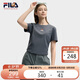 FILA 斐樂官方【韓素希同款】女子短袖2025夏季簡約修身小狐貍刺繡T恤