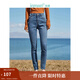 茵曼（INMAN）仿羊絨小腳牛仔褲2024春秋女裝新款高腰彈力修身長(zhǎng)褲 牛仔藍(lán) 27