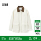 森馬（Semir）外套女中長(zhǎng)款拼色燈芯絨翻領(lǐng)復(fù)古2024新款秋刺繡寬松夾克時(shí)尚 咖白色調(diào)00351 M