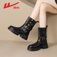 回力女士短靴騎士靴厚底增高復古時(shí)尚保暖馬丁靴西部牛仔靴子 黑色 39