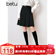 百圖betu女裝春季新款半身裙學(xué)院風(fēng)知性顯瘦壓褶半身裙女2401T51 黑色 M