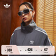 adidas情侶款復(fù)古風(fēng)梭織立領(lǐng)夾克外套男女阿迪達(dá)斯官方三葉草 深灰 L