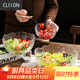 CLITON日式玻璃沙拉碗錘紋透明玻璃碗套裝大號蔬菜水果盤(pán)甜品碗3件套