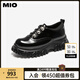 MIO七夕禮物米奧2025秋季新款女深口單鞋中性運動厚底增高德比鞋 黑色 35 (225mm)