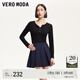 VEROMODA半身裙女2025秋冬新款條紋學(xué)院風(fēng)箱褶百褶短裙325116034 深藍(lán)色 L