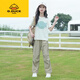 G.DUCKKIDS女童短袖t恤套裝2025新款夏裝中大童女裝夏季女孩運動(dòng)衣服休閑褲 米白色 短袖+褲子(升級款) 170