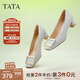 他她（TATA）氣質(zhì)方扣單鞋女鞋2025新粗跟高跟鞋法式鞋子女鞋7YO01AQ4 蘭灰 39