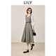 LILY2025冬新款女裝格雷系復古無(wú)袖收腰V領(lǐng)氣質(zhì)通勤馬甲式連衣裙 501灰色 S