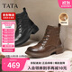 他她（TATA）靴子2025冬百搭時(shí)尚厚底馬丁靴女短靴子百搭休閑 黑色（絨里） 37