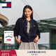 TOMMY JEANS【粗絞花】秋冬女裝復(fù)古學(xué)院風(fēng)慵懶風(fēng)寬松圓領(lǐng)針織開(kāi)衫外套 深海藍(lán)C1G S （推薦：100-115斤）