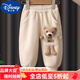 迪士尼（Disney）兒童褲子秋季男女童休閑束腳褲新款洋氣百搭長(cháng)褲寶寶卡通休閑褲潮 熱售米白色小熊褲子 不加絨 90 建議身高80CM左右