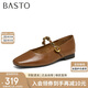 百思圖25春簡(jiǎn)約復古瑪麗珍鞋方跟女單鞋M1107AQ5 棕色 37