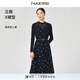 娜爾思（NAERSI）【綿羊毛】優(yōu)雅圓領長袖連衣裙女秋冬新款A字裙 深青紫色 XL