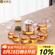 金鑲玉 玻璃茶具套裝 帶過濾茶水分離茶壺加厚高硼硅玻璃套組茶杯茶葉罐 雅風(fēng)壺茶具套組
