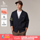 哈吉斯（HAZZYS）男裝 春秋款男外套V字開襟休閑上衣撞色袖開衫衛(wèi)衣男ABTZE0CCX34 藏青色NV XL （180/100A 50）