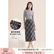 香影格子毛呢半身裙女2024秋冬新款高腰a字輕熟風(fēng)美拉德咖色裙子 灰色A844032 L