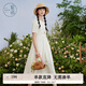 紫涵（ZIHAN）紫涵刺繡娃娃領(lǐng)連衣裙女夏季森系甜美風(fēng)收腰減齡中長(zhǎng)裙子 米金 S