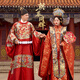 聽(tīng)月小筑【朝暮同輝】原創(chuàng  )男女明制婚服仿云錦大衫鳳冠霞帔漢服結婚敬酒服 女款仿云錦明制大衫2米拖尾 拍均碼（預售60天） 均碼