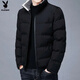 花花公子2025冬季新款男士立領(lǐng)短款棉服加厚修身韓版潮流小棉襖外套男 2086/黑色 M 適合90-105斤體重