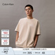 Calvin KleinJeans夏季男女情侶中性ck休閑字母寬松純棉重磅短袖T恤J400448 ACI-燕麥奶 M