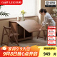 樂系（LEXI） 折疊餐桌家用小戶型可移動(dòng)桌椅組合可伸縮吃飯桌子 實(shí)木折疊餐桌-胡桃色120-無椅