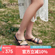千百度（C.BANNER）豹紋平底拖鞋女款2025夏季新款一字拖涼拖鞋A25351281 黑色 37
