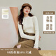茵曼甜美花邊半高領(lǐng)針織衫2025秋女裝新款打底衫上衣 淺米杏 XL