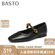 百思圖25春簡(jiǎn)約復古瑪麗珍鞋方跟女單鞋M1107AQ5 黑色 38