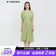 S.DEER圣迪奧女裝V領(lǐng)壓褶垂墜短袖連衣裙S223Z12R8 橄欖綠/78 M 165