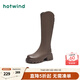 熱風(fēng)（Hotwind）顯瘦長(cháng)靴通勤百搭女靴復古氣質(zhì)騎士靴時(shí)尚休閑西部靴 02棕色（溫暖絨里3841） 35 (225mm)