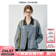 VEGA CHANG牛仔外套女2025年春秋新款復古時(shí)尚寬松拼接牛仔上衣 牛仔藍 S