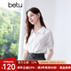 百圖betu女裝2025夏季新款襯衫插肩袖質(zhì)感打條不易皺短袖上衣2505T30 白色 M