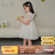 戴維貝拉兒童裙子夏裝女童網(wǎng)紗連衣裙中國風(fēng)白色公主裙