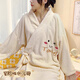 妙奕嘉浴袍浴巾女生可穿式可裹浴衣四季通用睡袍浴裙成人珊瑚絨吸水速干 米白色笑臉長(cháng)袖浴袍 均碼