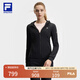 FILA 斐樂官方女裝針織連帽外套2025夏新款健身運(yùn)動(dòng)基礎(chǔ)上衣 深黑-BK M 165/84A/M