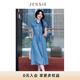 JESSIE氣質(zhì)POLO領(lǐng)單排扣萊賽爾天絲牛仔連衣裙2024夏 藍(lán)色 M