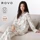 ROVO純棉月子服春秋孕婦產(chǎn)后喂奶哺乳睡衣帶胸墊吸汗產(chǎn)婦家居服套裝 墨花韻【100%純棉  自帶胸墊】 M