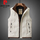 皮爾卡丹（pierre cardin）白鴨絨羽絨馬甲秋冬季高端無(wú)袖坎肩背心外套男款潮流帥氣立領(lǐng)馬夾 XS919米白色 XL 【135-155斤】