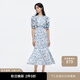 moussy&sly新品法式浪漫風(fēng)優(yōu)雅五分袖碎花連衣裙030ISZ33-5361 混合藍色117 均碼