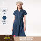 哈吉斯（HAZZYS）女裝 夏季女士【PHIZ系列】連肩收腰牛仔連衣裙女 藍色BL M (160/84A 38)