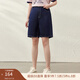 纖莉秀【復古深色松緊腰百搭顯瘦牛仔短褲】大碼女裝胖mm夏裝新款1629 深藍色 L