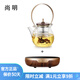 尚明耐熱玻璃蒸煮兩用茶壺煮茶器電陶爐提梁壺明火加熱家用辦公養(yǎng)生壺 金胡電陶爐+金灰色 1000ml