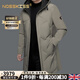 NOSSKISS奢侈高檔品牌男裝羽絨服男冬季中長款鵝絨連帽中年加厚保暖外套男 卡其 XL 180 適合135-150斤