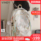 viney時(shí)尚書(shū)包新款小學(xué)1-6年級初中高中大學(xué)生雙肩包女大容量背包 米白色+可愛(ài)掛件 高顏值戶(hù)外出游簡(jiǎn)約通勤旅游背包