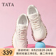 他她（TATA）云朵泡芙厚底慢跑鞋女休閑運(yùn)動(dòng)鞋女老爹鞋秋WPC06CM4 白/銀（波紋款） 38
