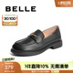 百麗（Belle）簡(jiǎn)約上班樂福鞋女通勤平跟百搭單鞋B1983CM4 黑色 37 (235mm)